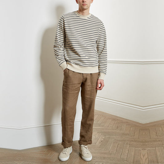 - Robin - Stripe Sweatshirt - Navy/White