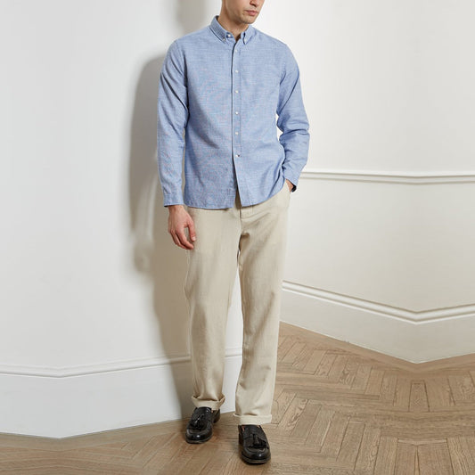 - Brook - Cotton/Linen Blend Shirt - Blue