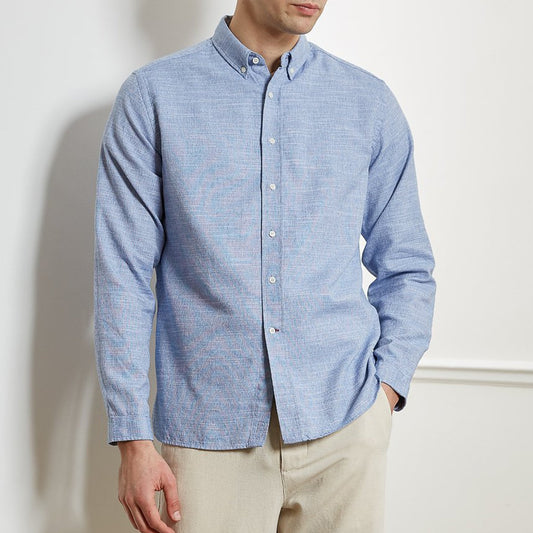 - Brook - Cotton/Linen Blend Shirt - Blue
