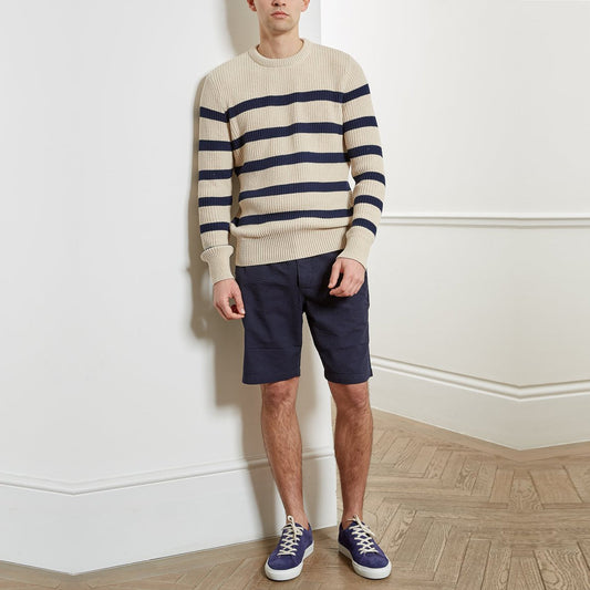 - Blenheim - Stripe Knit Jumper - Cream/Navy