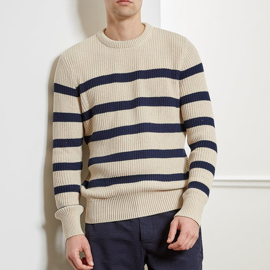 - Blenheim - Stripe Knit Jumper - Cream/Navy