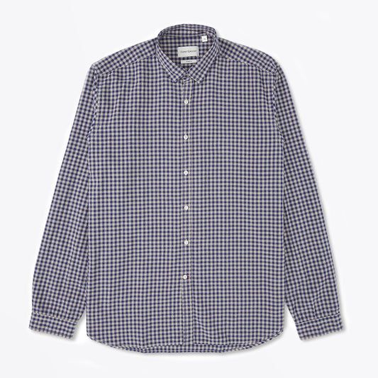 - Clerkenwell - Cotton Blend Check Tab Shirt - Blue