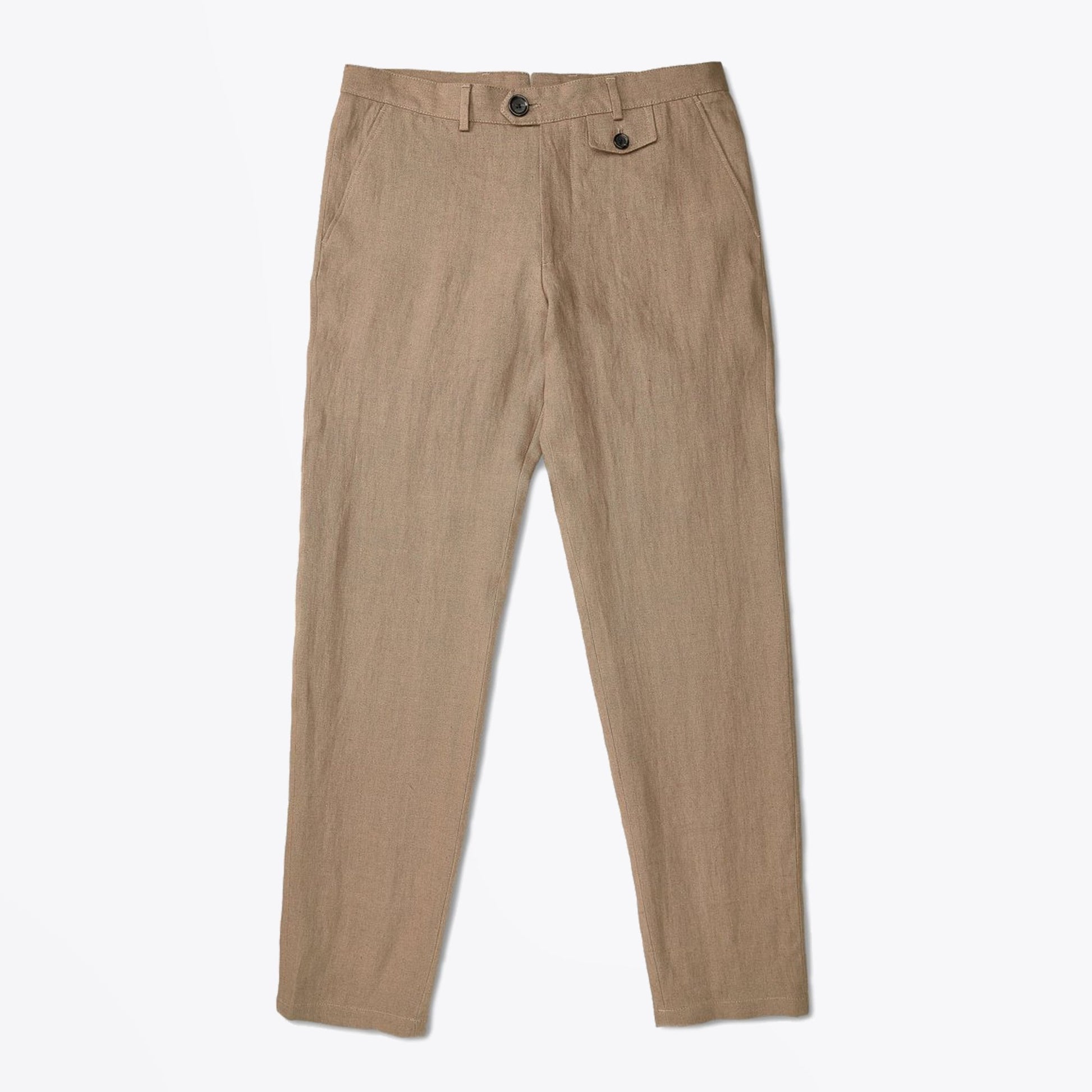 Oliver Fishtail Linen Trousers - Taupe
