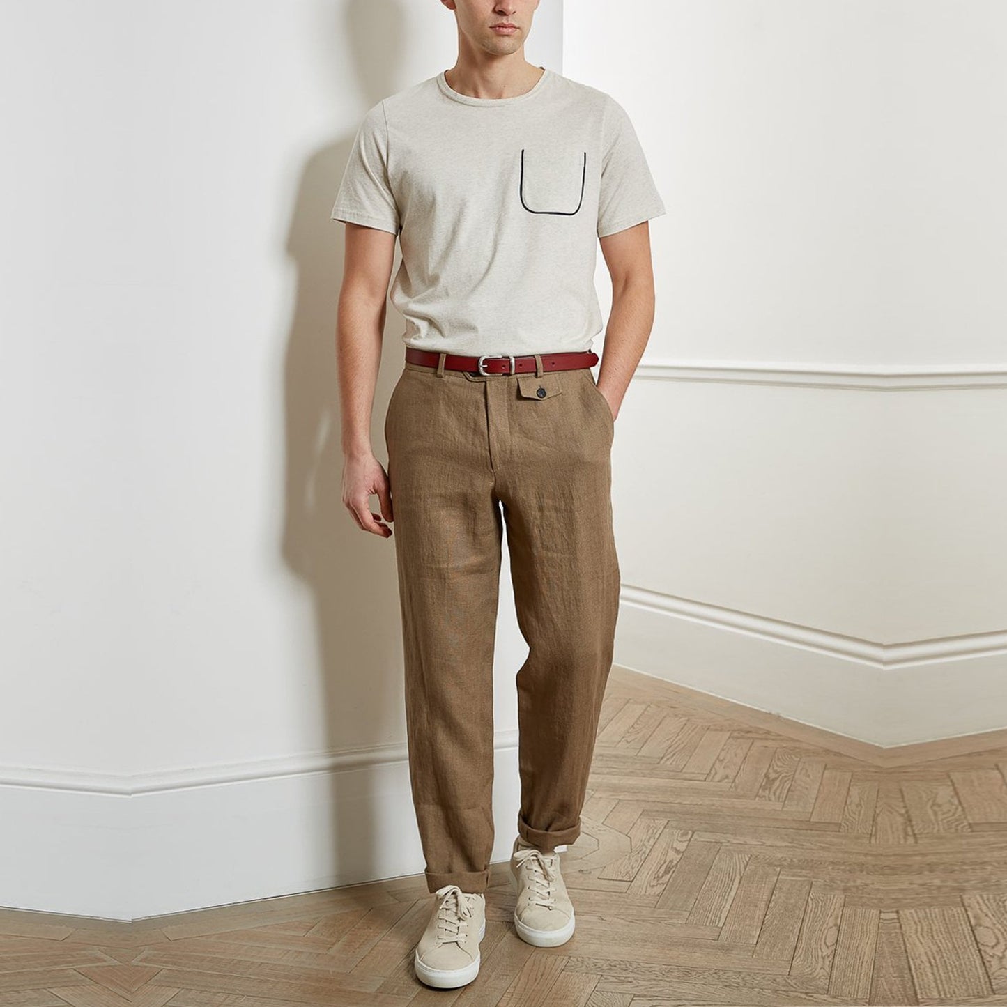 Fishtail Linen Trousers - Taupe