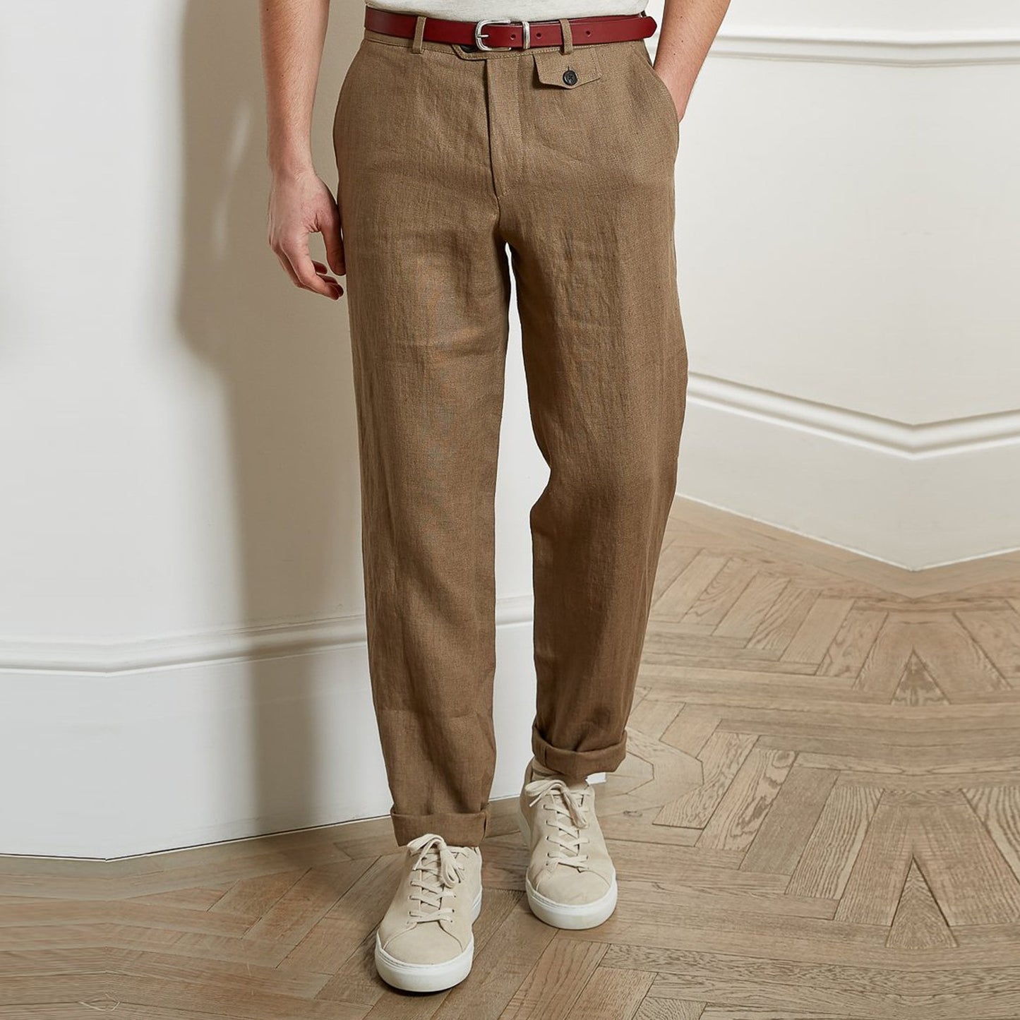 Fishtail Linen Trousers - Taupe