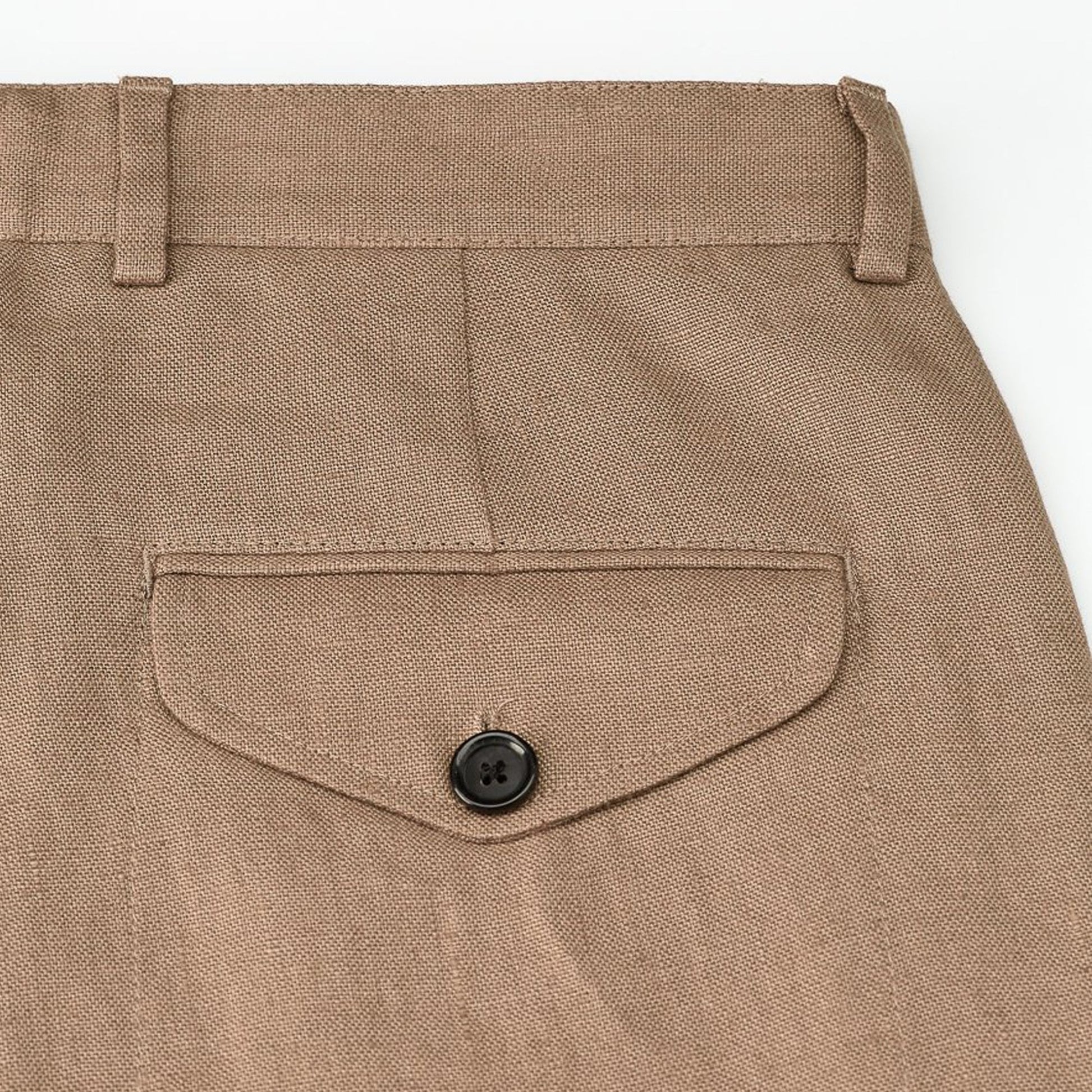 Oliver Fishtail Linen Trousers - Taupe