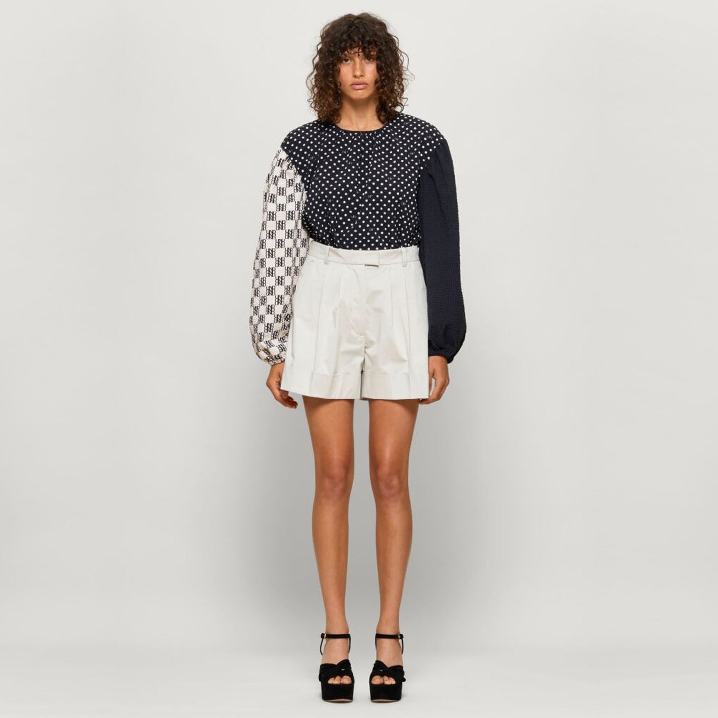 Mayan Polka Dot Top - Black/White