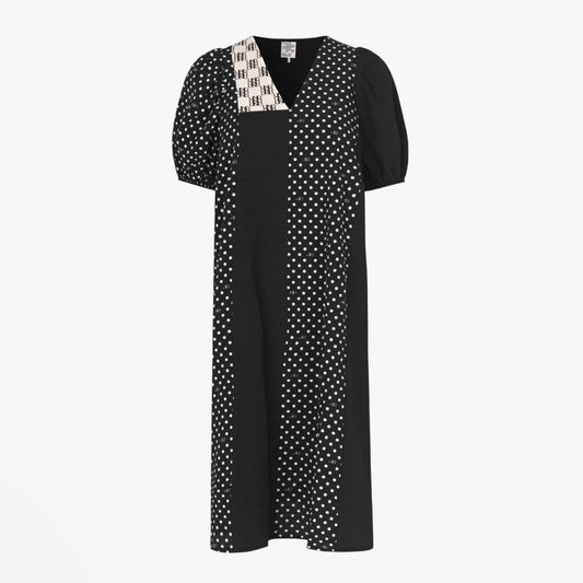- Azalia Midi Polka Dot Dress - Black/White