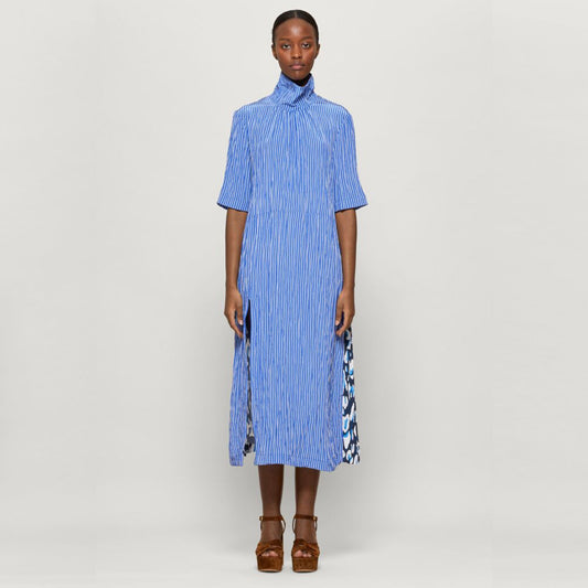 - Angie Midi Striped Dress - Blue