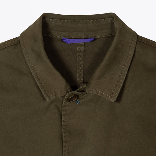 - Cotton-Stretch Convertible-Collar Jacket - Khaki Green