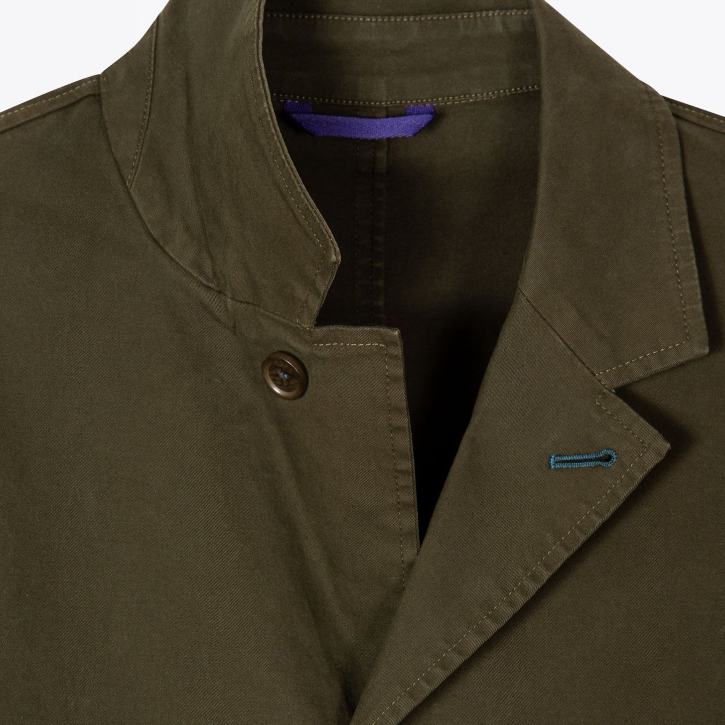 - Cotton-Stretch Convertible-Collar Jacket - Khaki Green