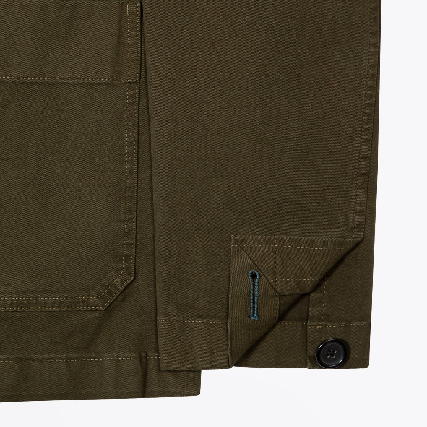 - Cotton-Stretch Convertible-Collar Jacket - Khaki Green