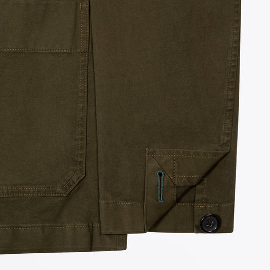 - Cotton-Stretch Convertible-Collar Jacket - Khaki Green