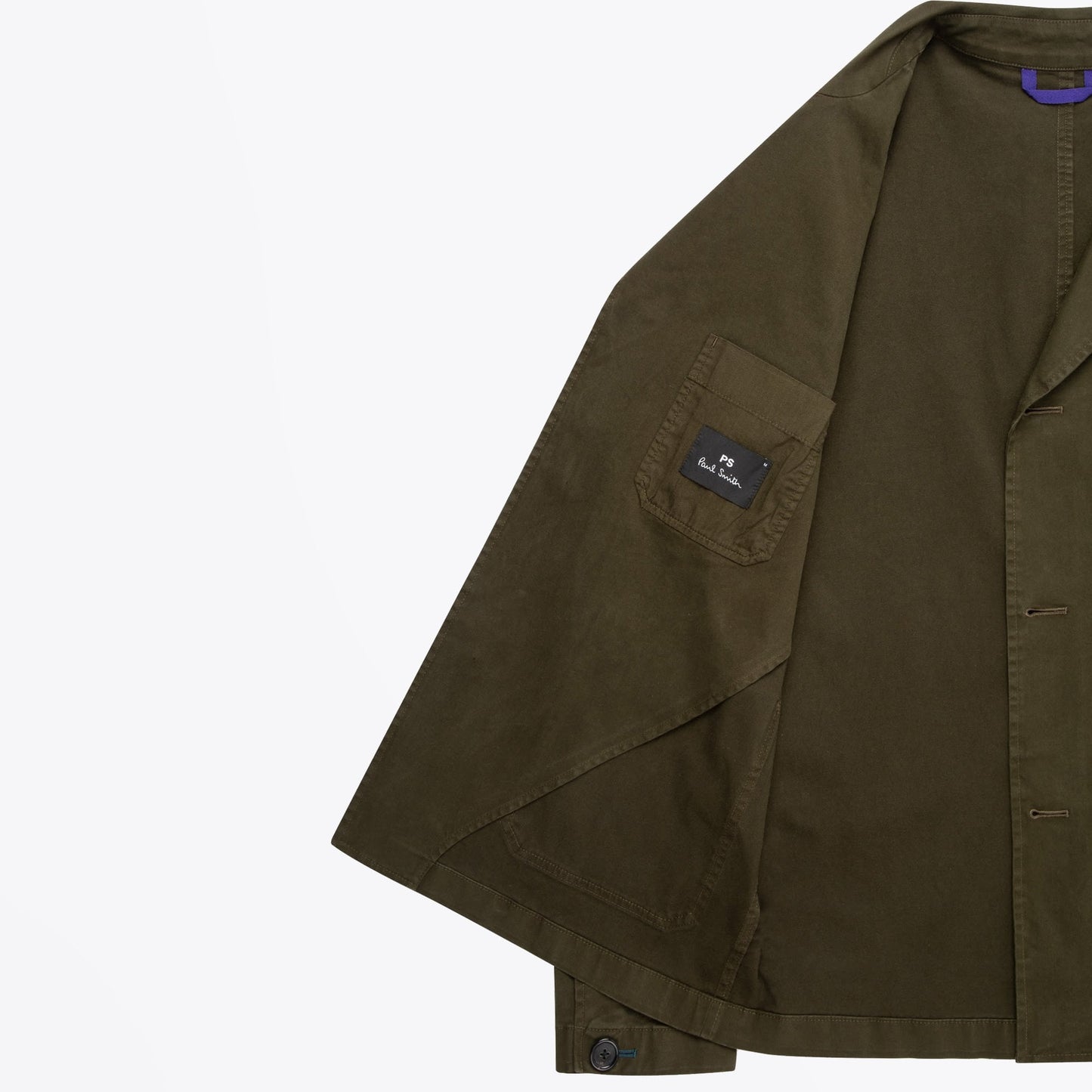 - Cotton-Stretch Convertible-Collar Jacket - Khaki Green