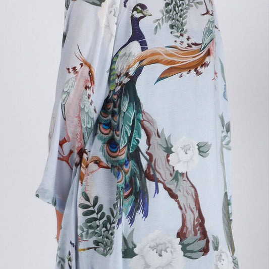 - Agines Maxi Bird Print Coverup - Blue/Multi