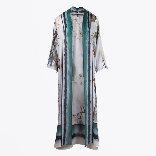 - Agines Maxi Bird Print Coverup - Blue/Multi