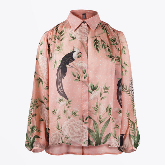 - Eli Bird Print Shirt - Pink/Multi