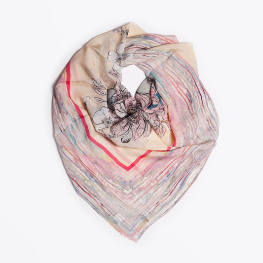 - Pastel Floral Scarf - Pink/Multi