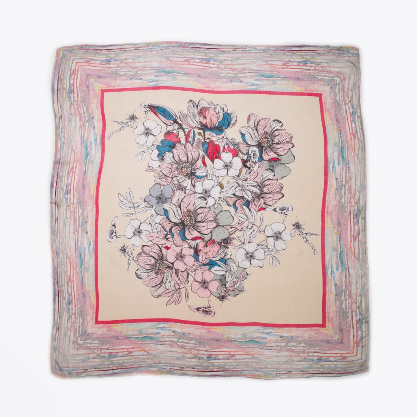 - Pastel Floral Scarf - Pink/Multi