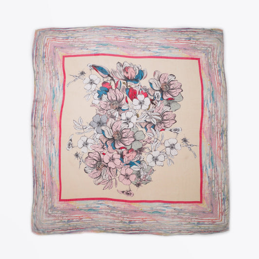 - Pastel Floral Scarf - Pink/Multi