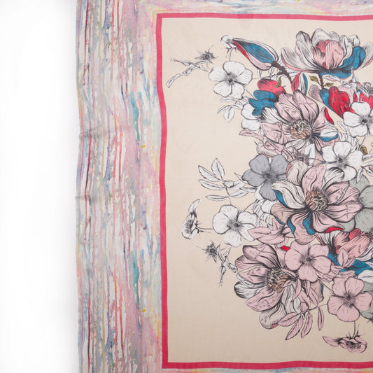 - Pastel Floral Scarf - Pink/Multi