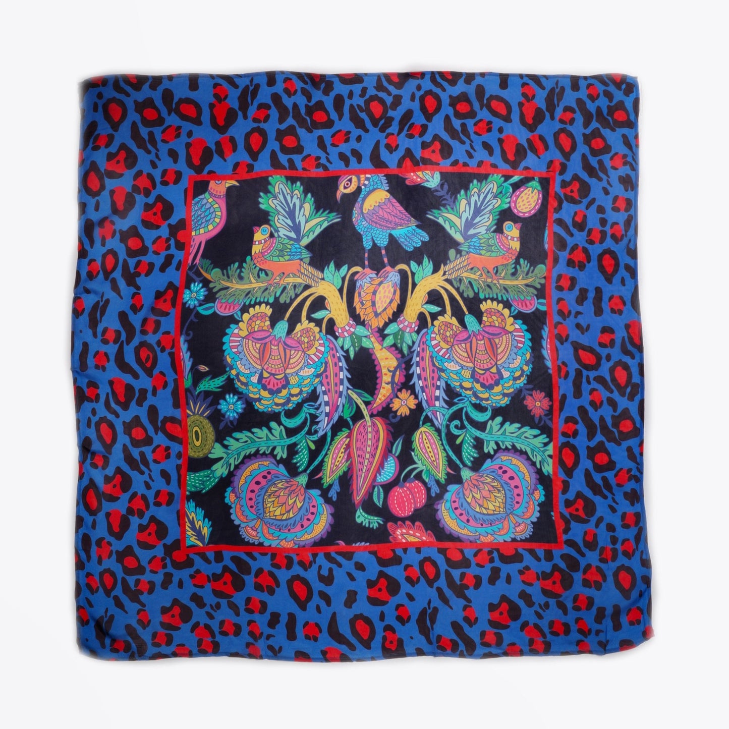 - Animal Print Scarf - Blue/Multi