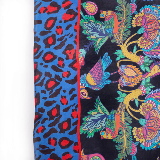 - Animal Print Scarf - Blue/Multi