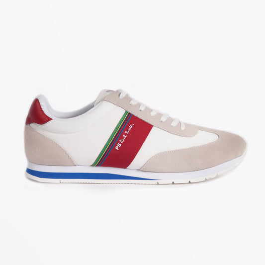 - Suede 'Prince' Stripe Sneakers - Off-White/Red
