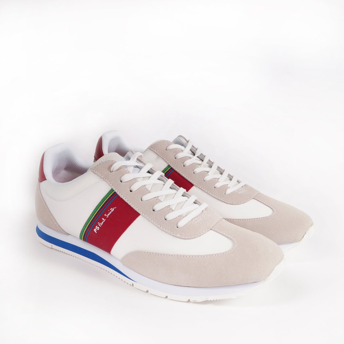 - Suede 'Prince' Stripe Sneakers - Off-White/Red