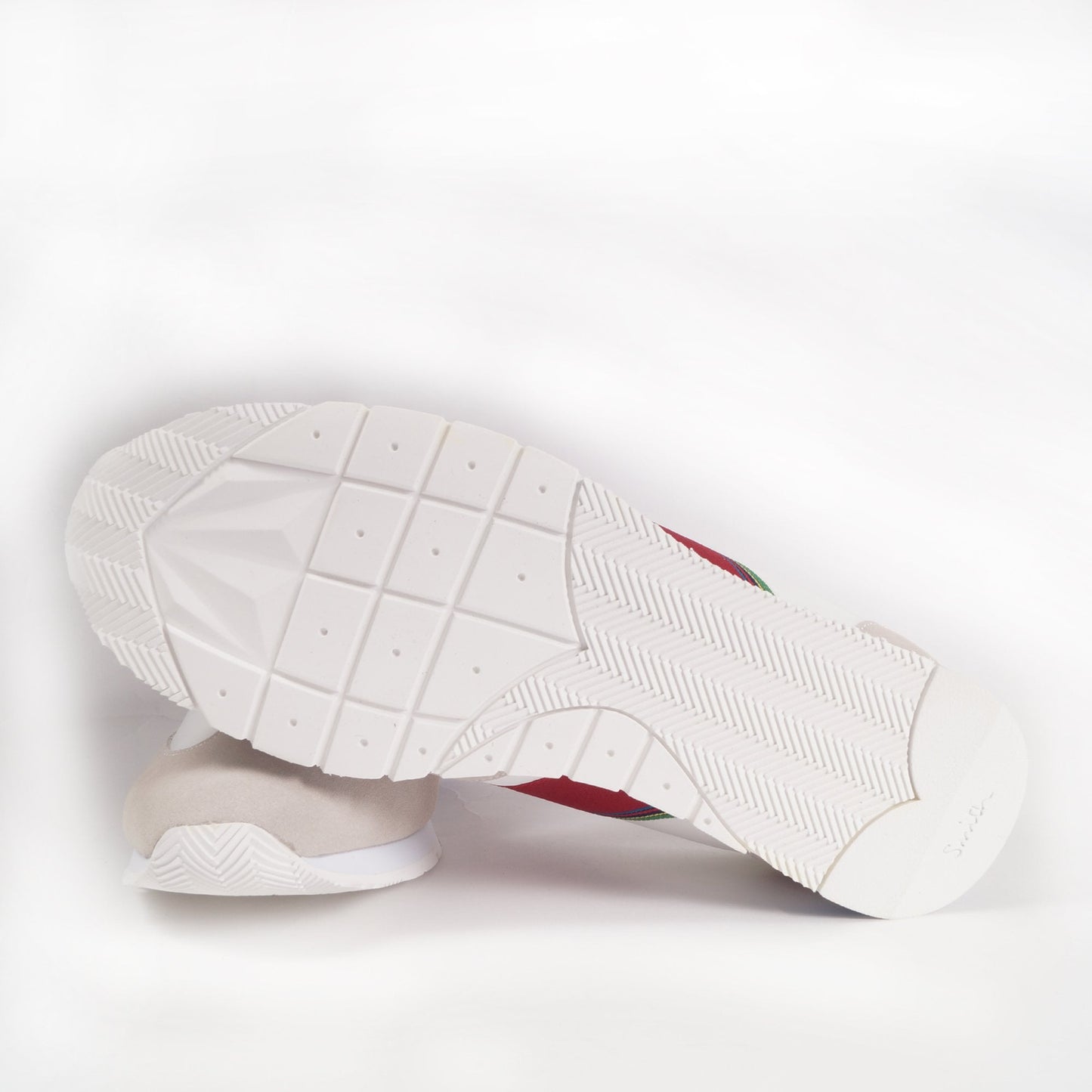 - Suede 'Prince' Stripe Sneakers - Off-White/Red