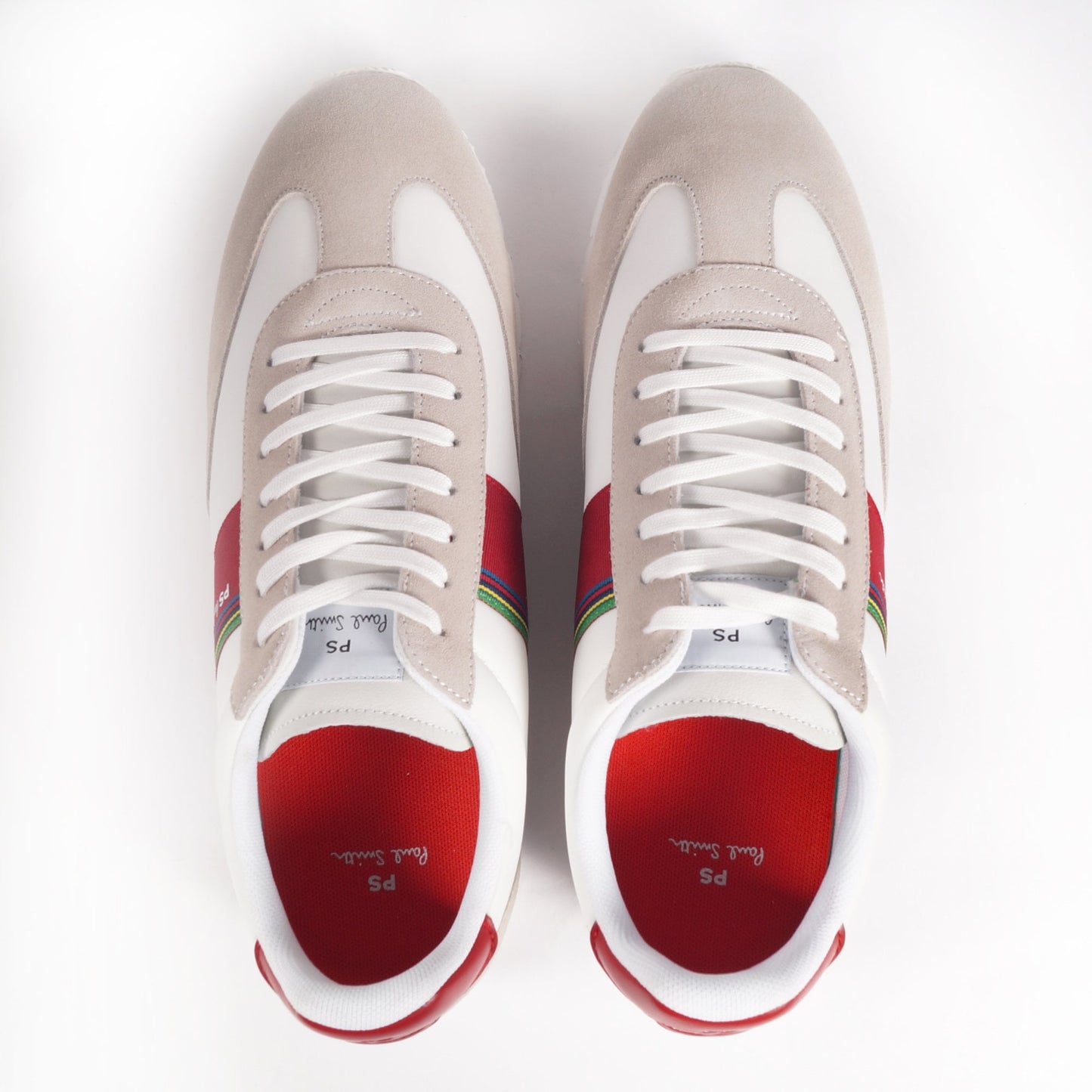- Suede 'Prince' Stripe Sneakers - Off-White/Red