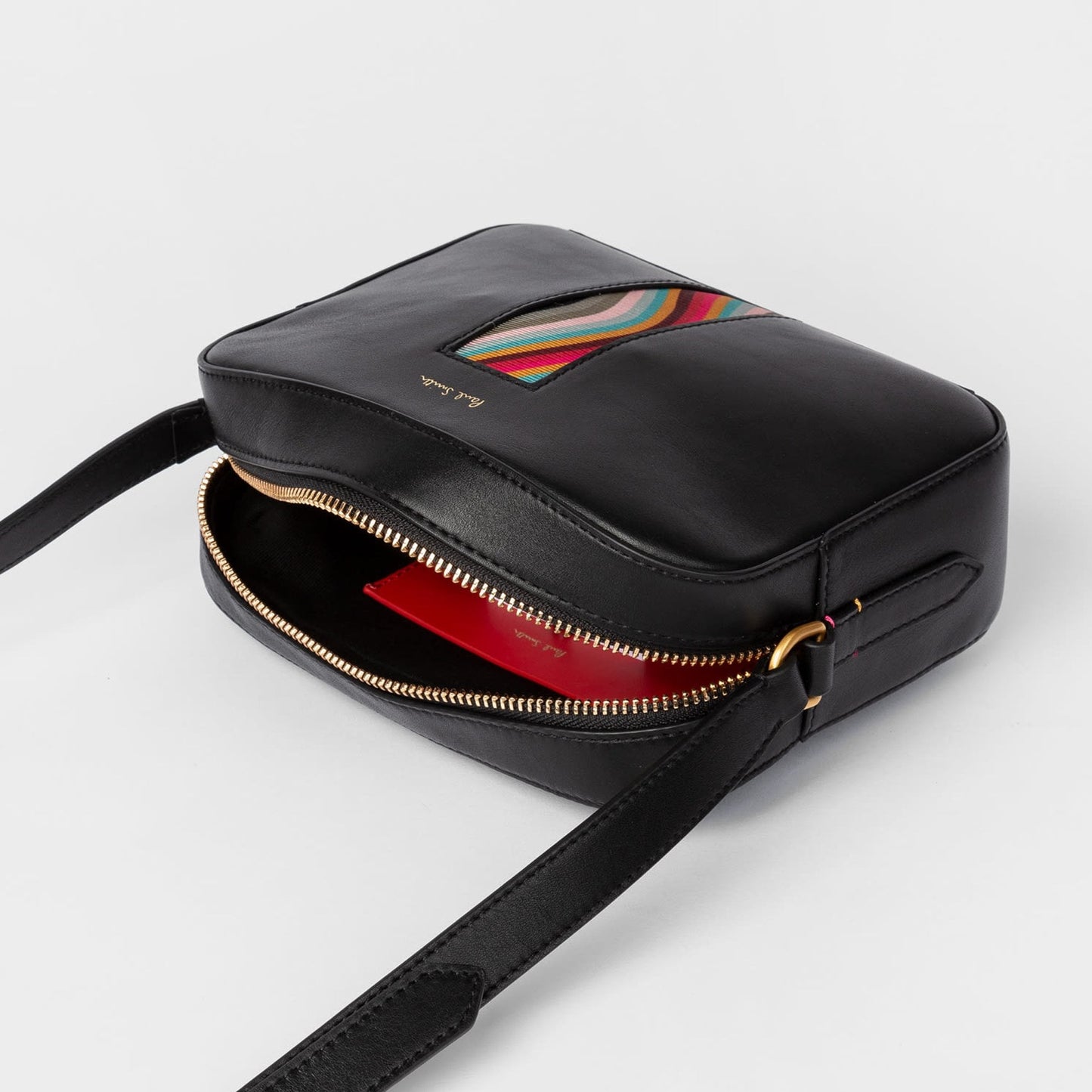 Leather 'Swirl' Cross-Body Bag - Black