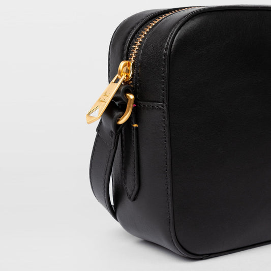 Leather 'Swirl' Cross-Body Bag - Black