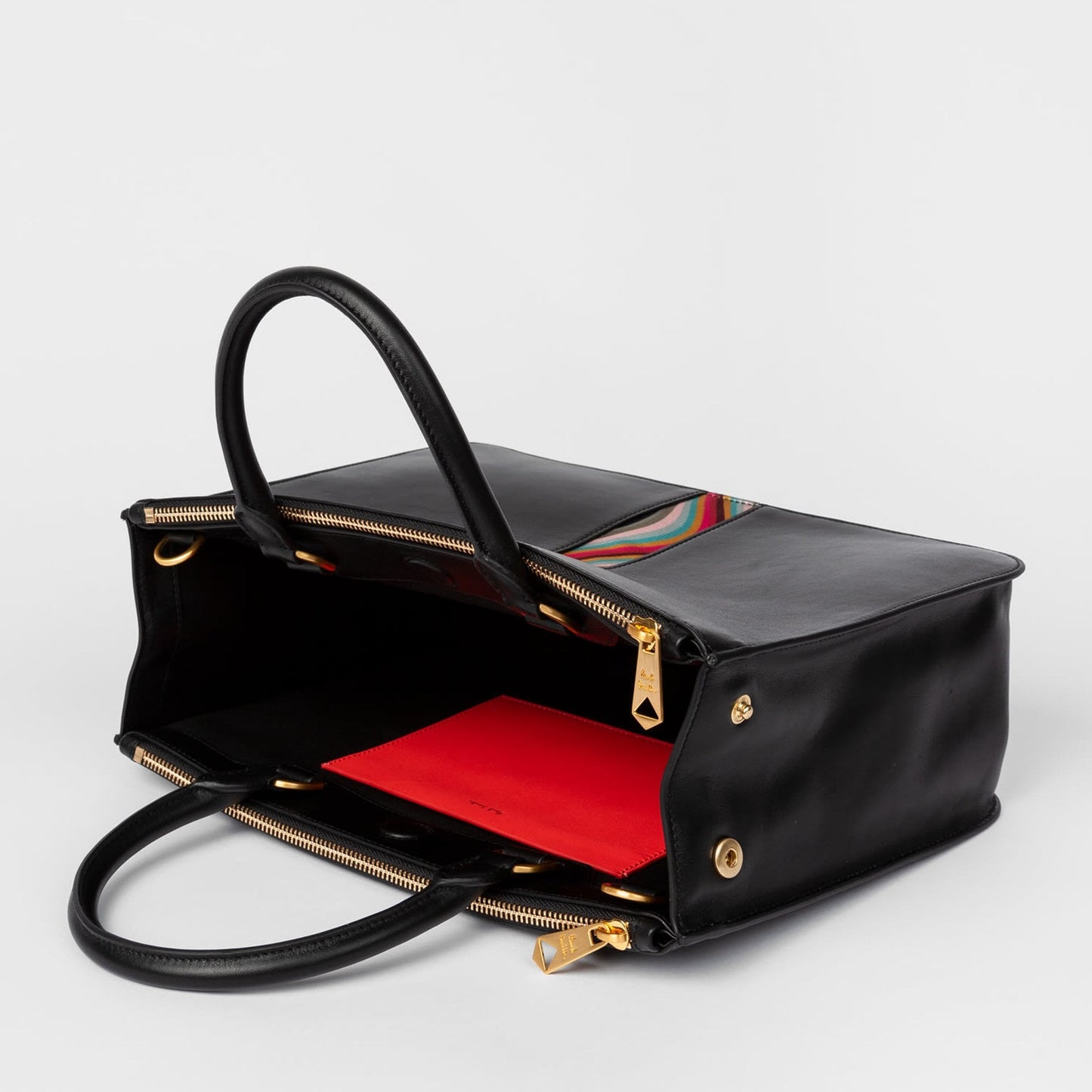 Leather Tote Bag With 'Swirl' Print - Black