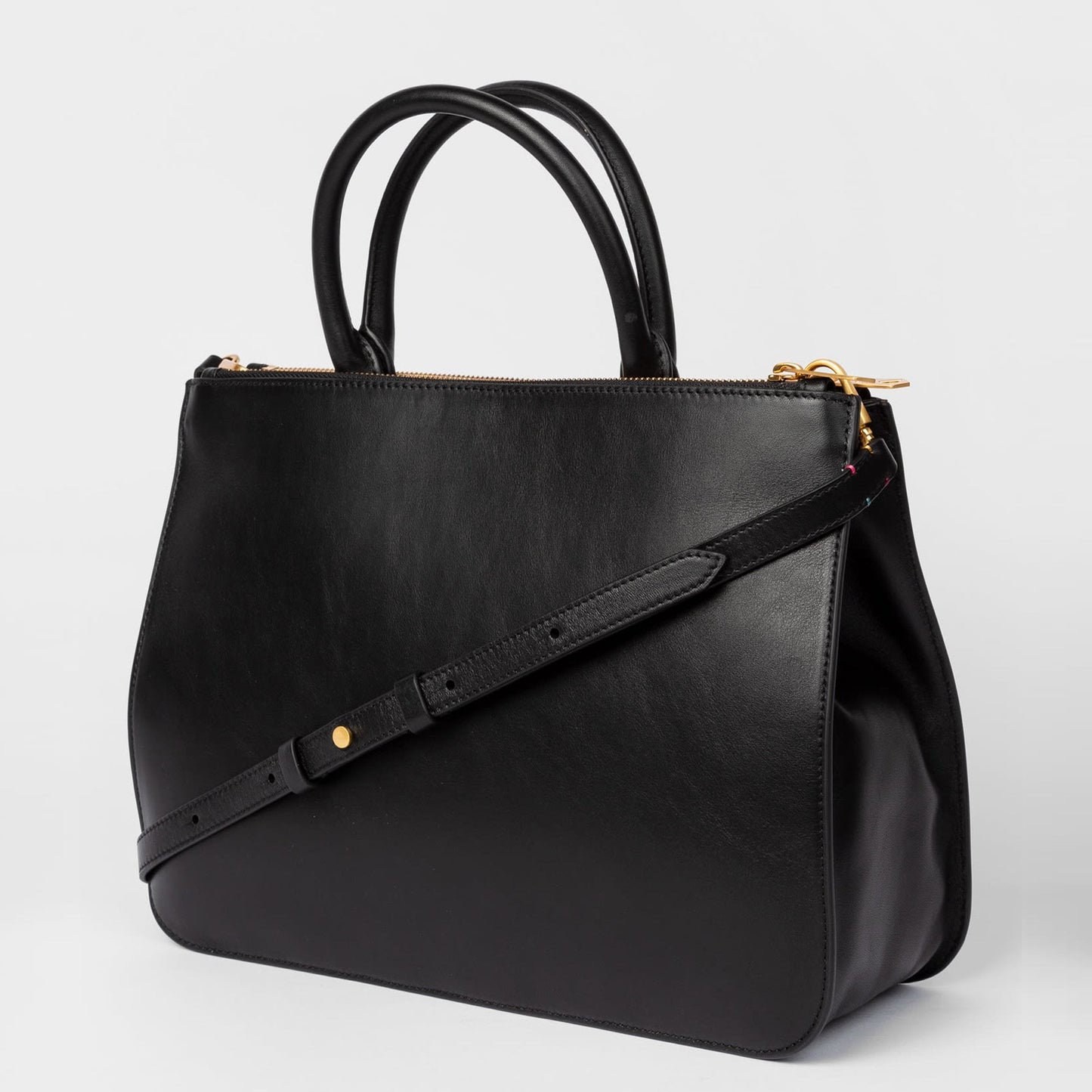 Leather Tote Bag With 'Swirl' Print - Black