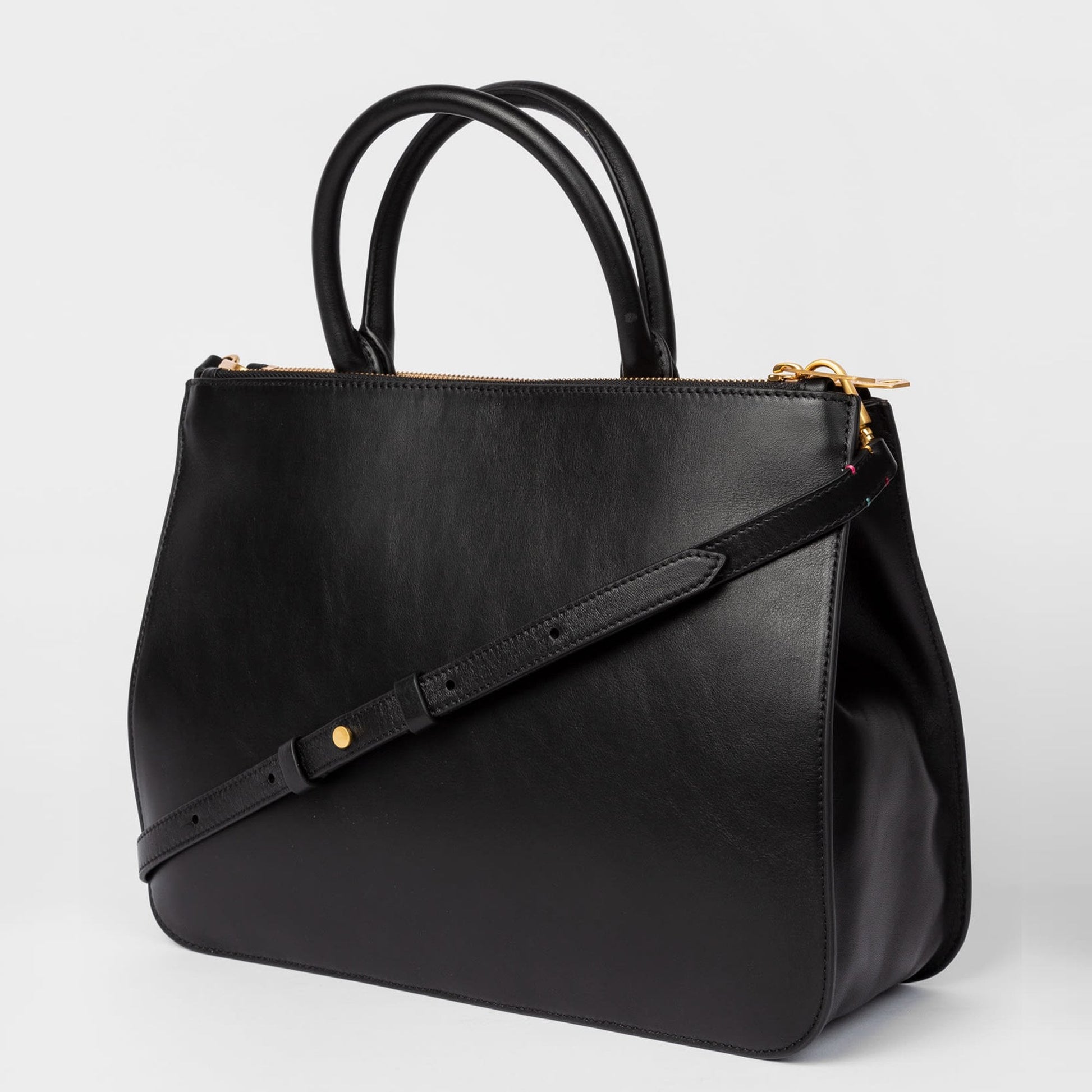 Paul Leather Tote Bag With 'Swirl' Print - Black
