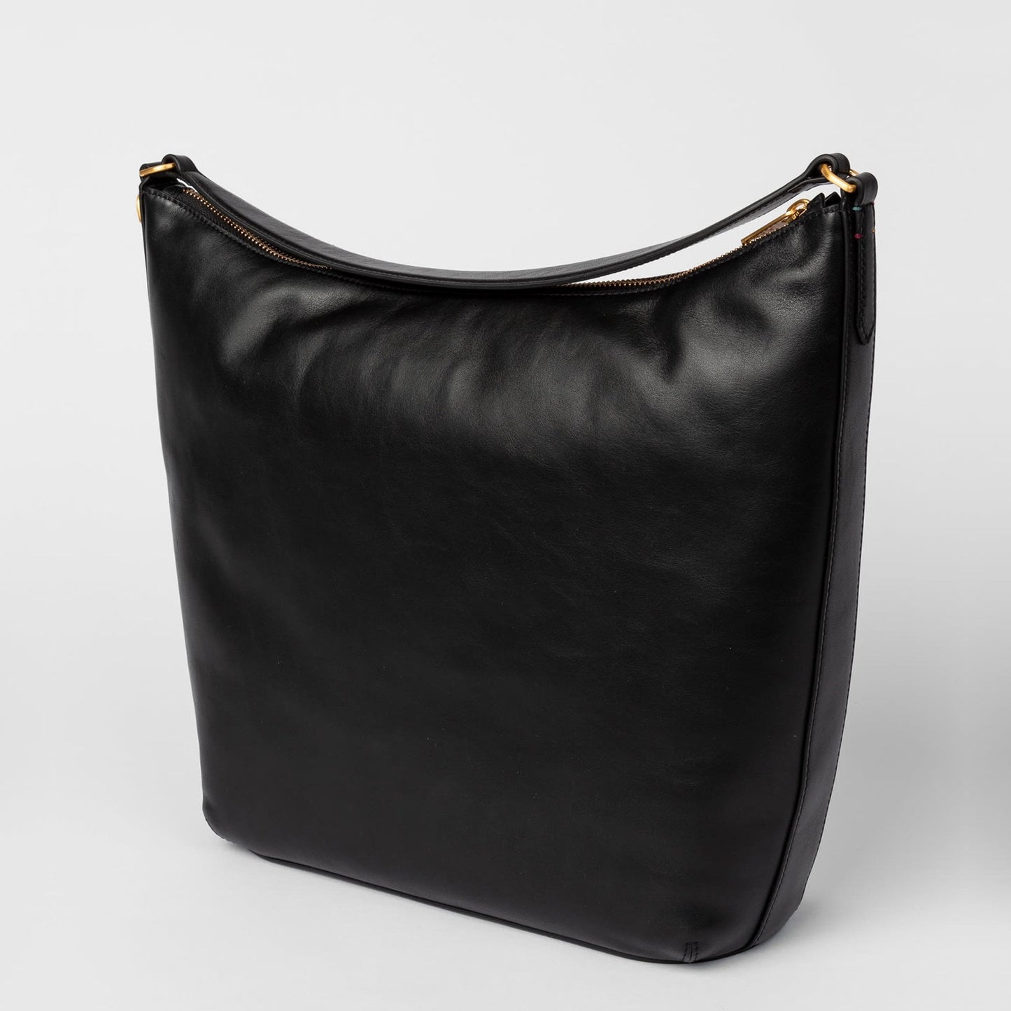 Leather Hobo Bag With 'Swirl' Print - Black