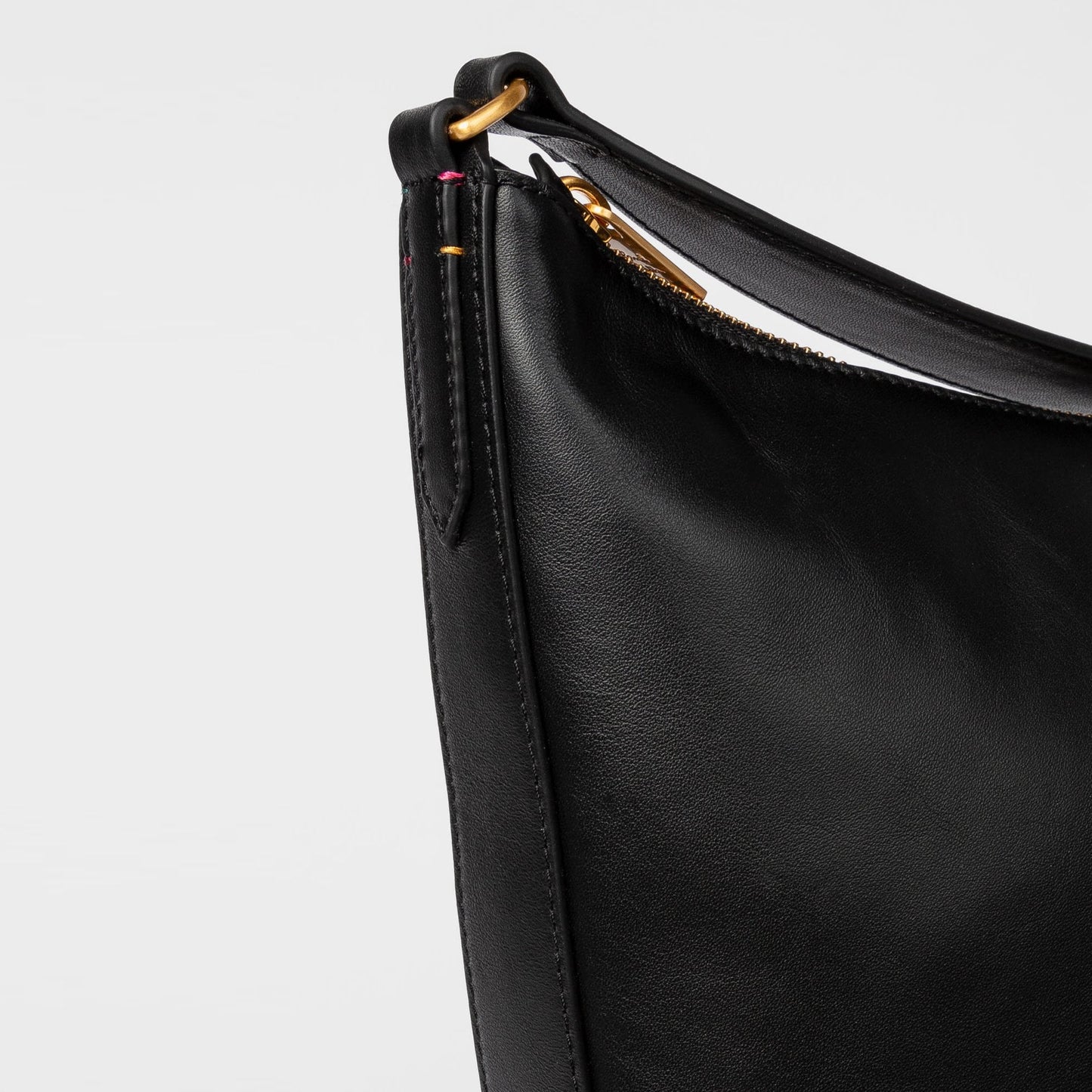Leather Hobo Bag With 'Swirl' Print - Black