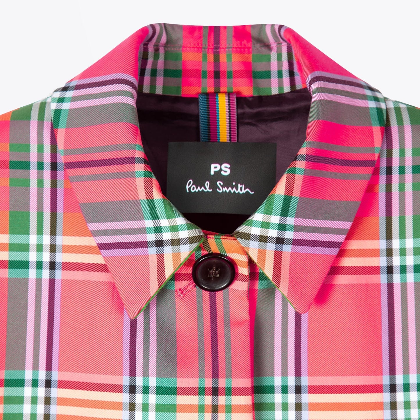 - Check Cotton-Blend Mac Coat - Pink/Multi