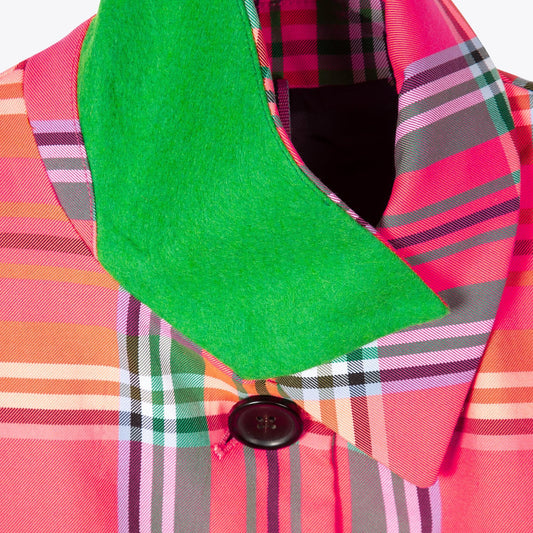 - Check Cotton-Blend Mac Coat - Pink/Multi