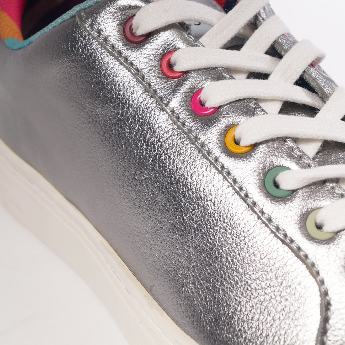 Leather Metallic 'Lapin' Trainers - Silver