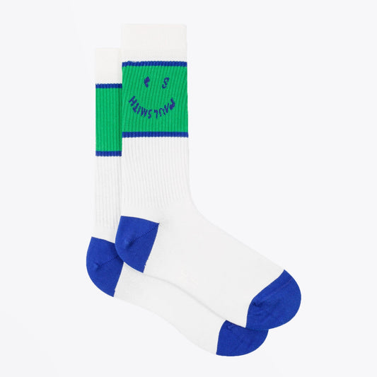 - 'PS Happy' Ribbed Socks - White