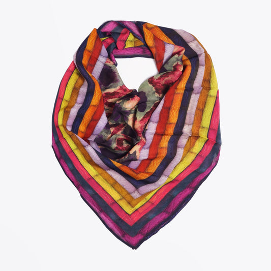 - Stripe Print Scarf - Purple/Multi