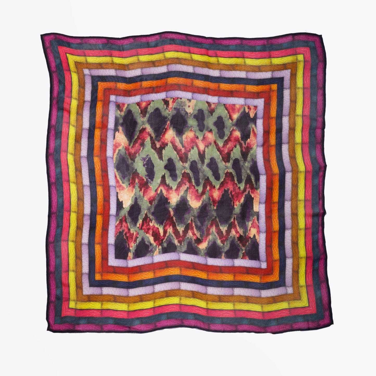 - Stripe Print Scarf - Purple/Multi