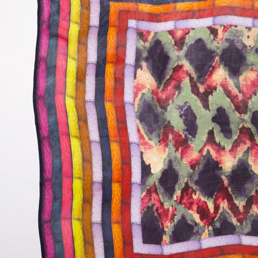 - Stripe Print Scarf - Purple/Multi