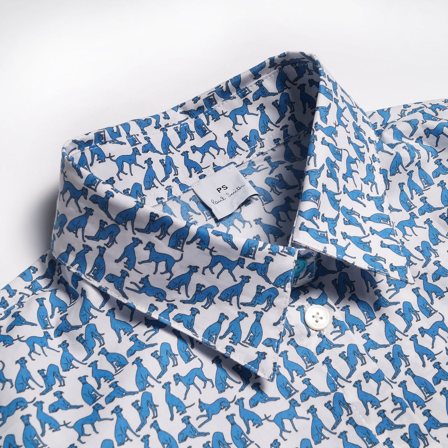 Mini Dog Print Shirt - Blue/White