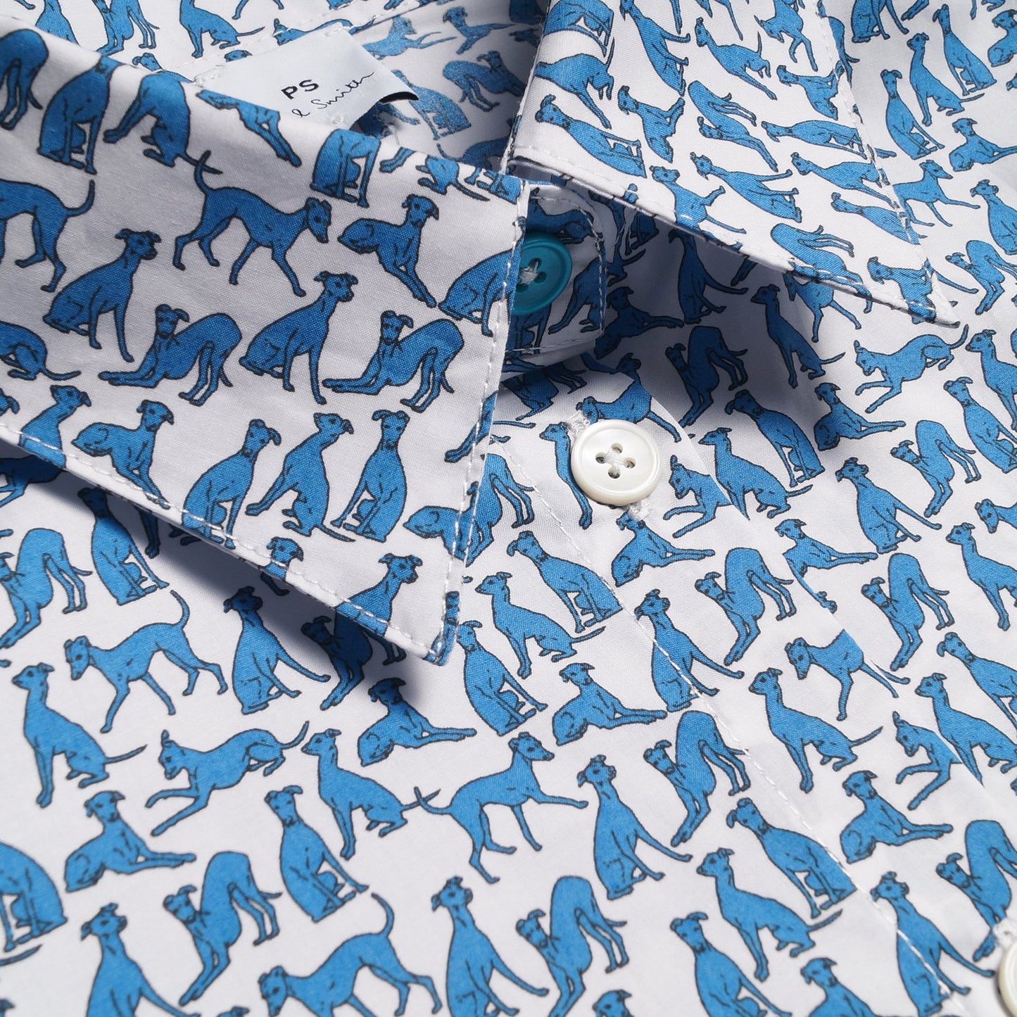 Mini Dog Print Shirt - Blue/White