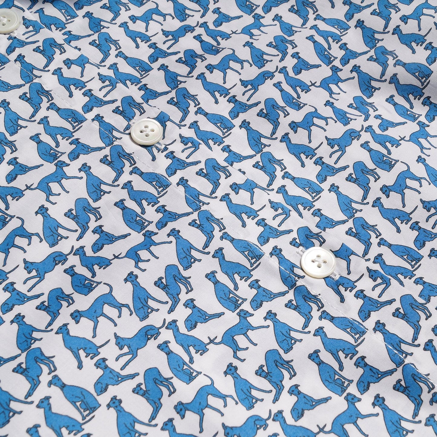 Mini Dog Print Shirt - Blue/White