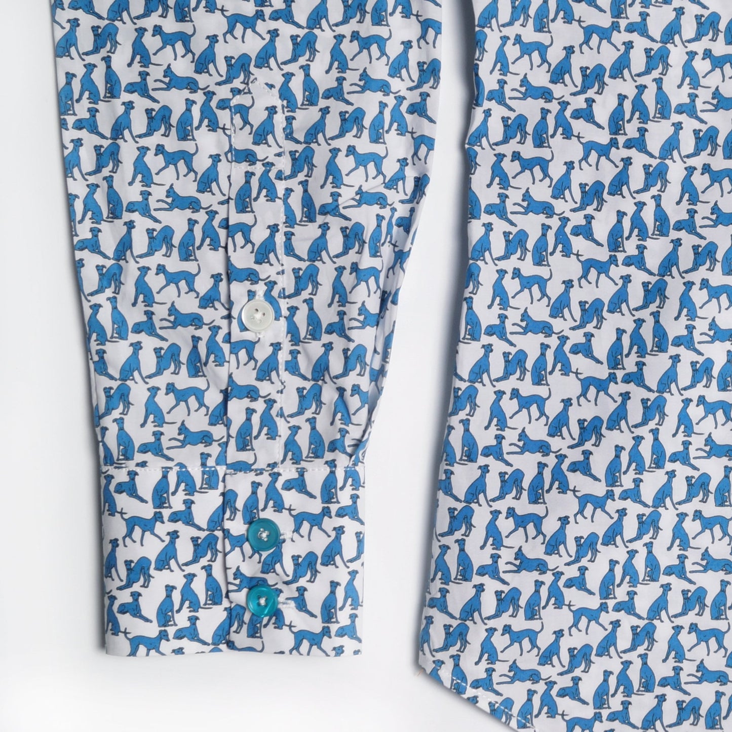 Mini Dog Print Shirt - Blue/White