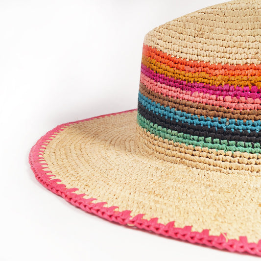 - 'Swirl Stripe' Crochet Hat - Beige/Multi